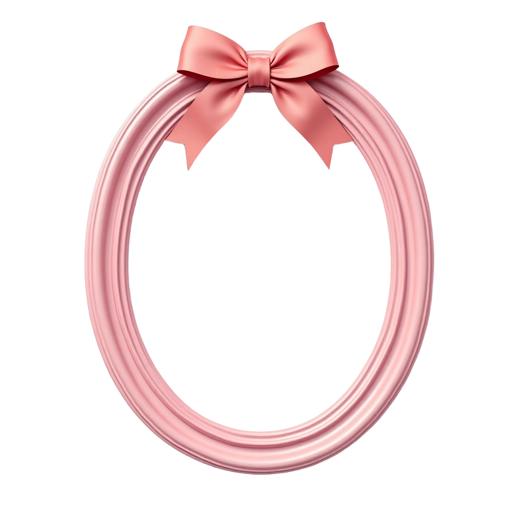 Pink Oval Frame with Bow